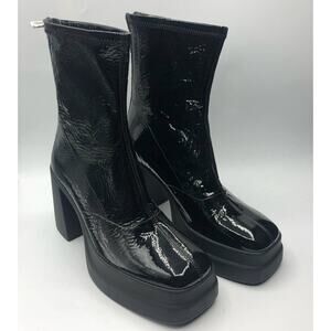 Free People Womens Double Stack Platform Boots Patent Leather Black 38.5 US 8.5